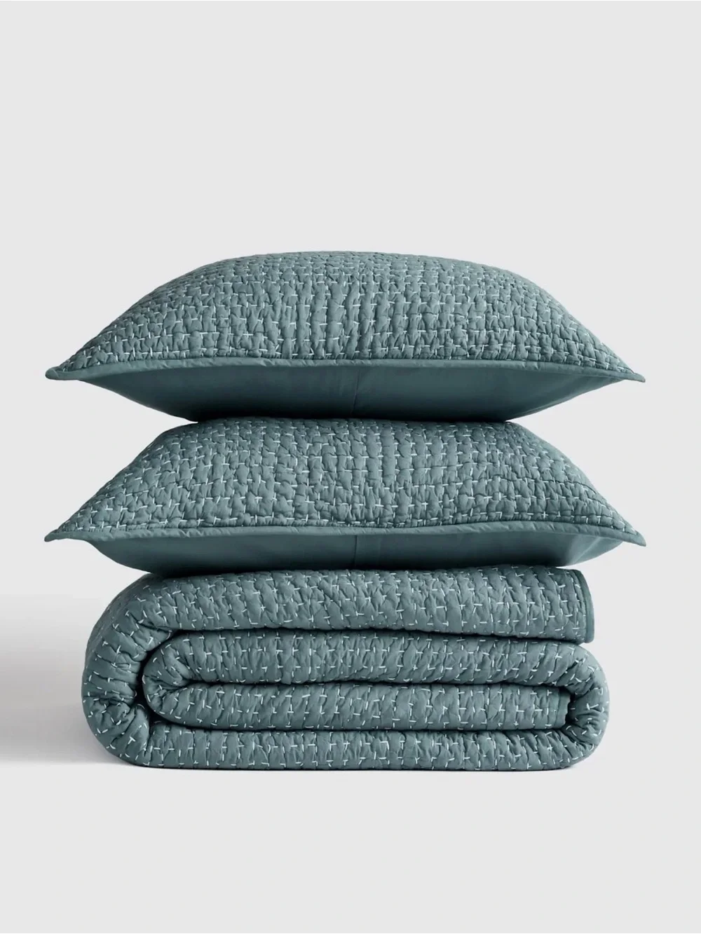 Quince Organic Cotton Hand Stitched Quilt in Ocean Full/Queen 1283